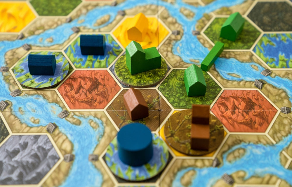 Terra Mystica gameplay setup with structures and resources
