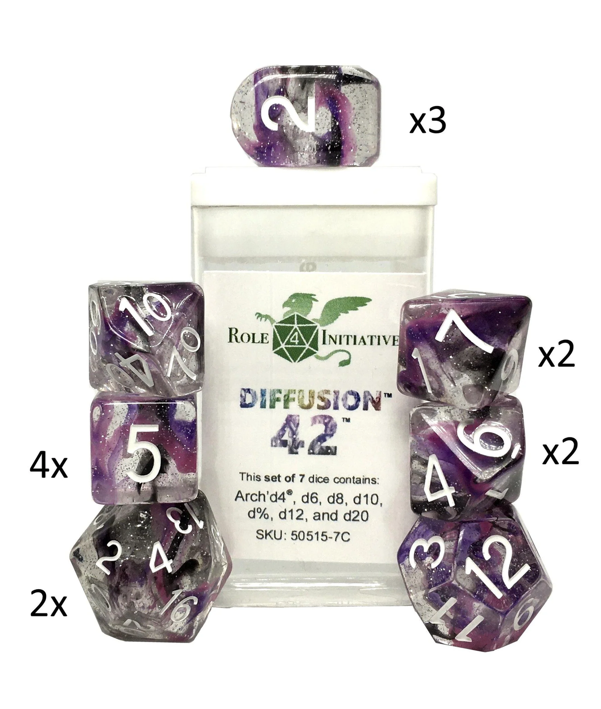Polyhedral Dice: Diffusion Forty Two - Set of 15 | Elderwoods