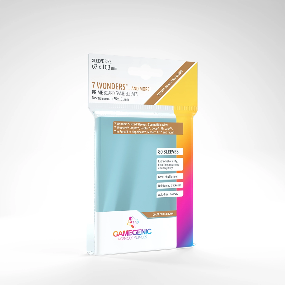 Gamegenic: Prime Sleeves 7 Wonders (67 x 103 mm) code: Brown