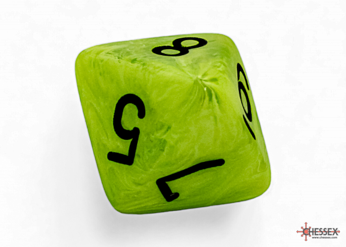 Chessex - Mega-Hedral Vortex Bright Green/Black 7-Die Set d8 die