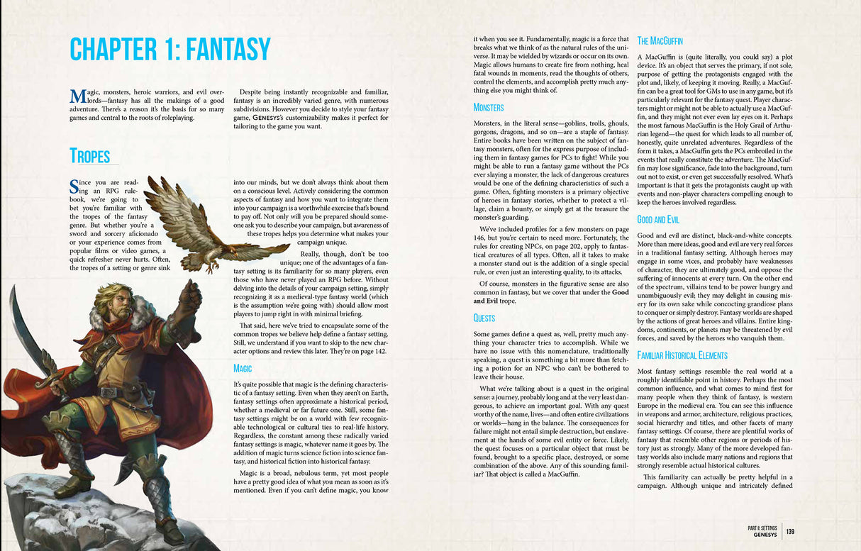 Genesys: Core Rulebook RPG interior pages showing character creation rules