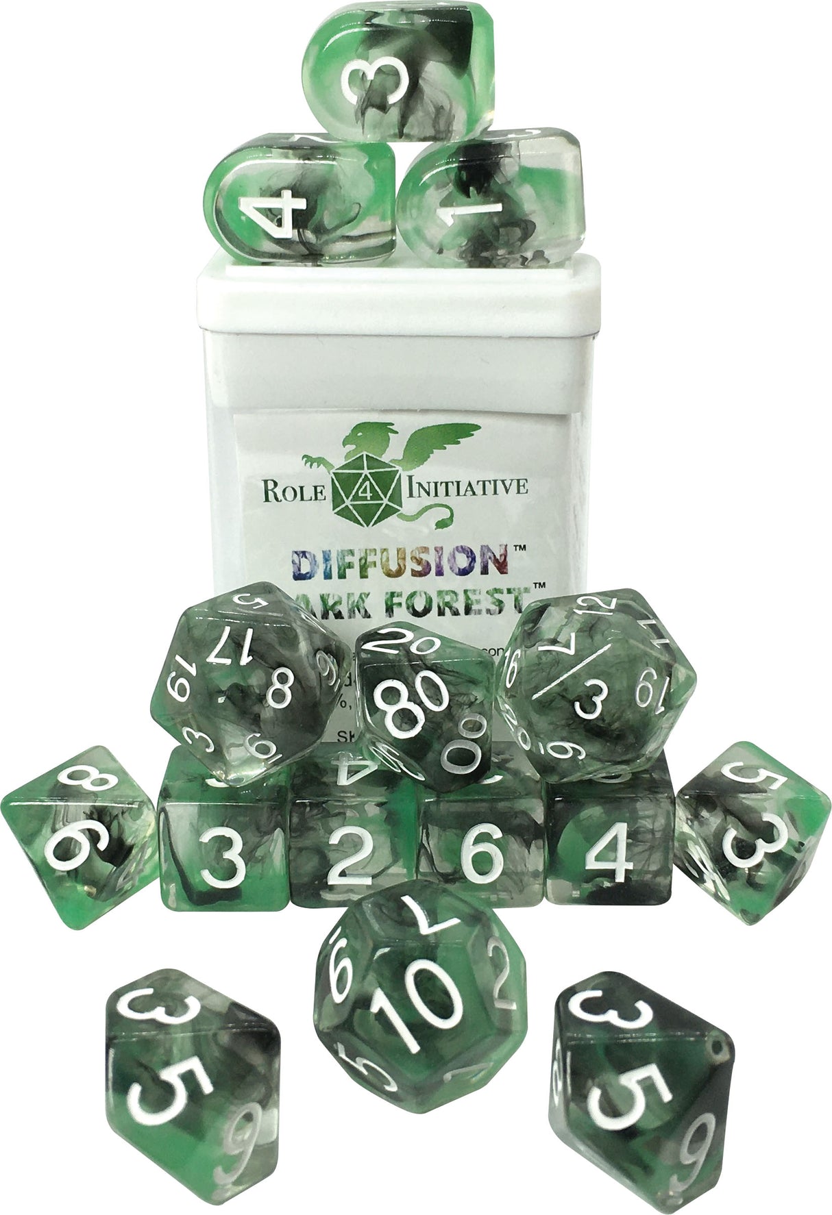 Polyhedral Dice: Diffusion Dark Forest - Set of 15 | Elderwoods