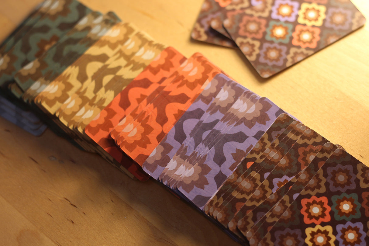 Intarsia gameplay setup with player boards