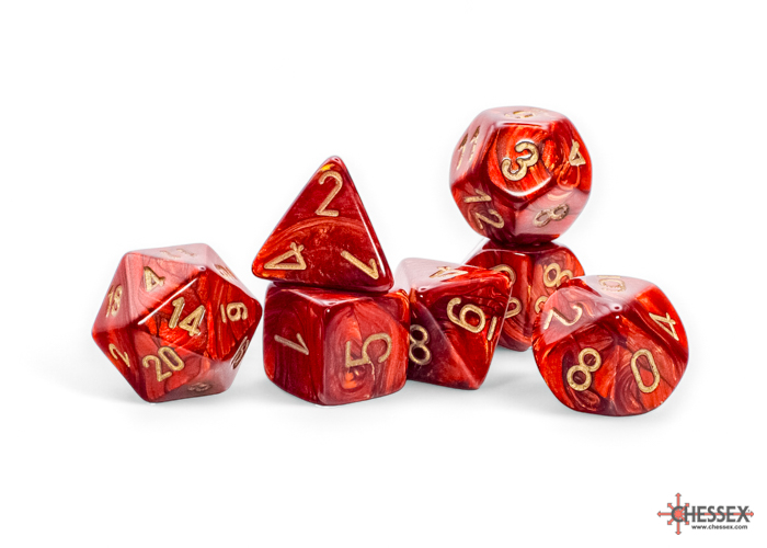 Chessex - Mega-Hedral Scarab Scarlet/Gold 7-Die Set