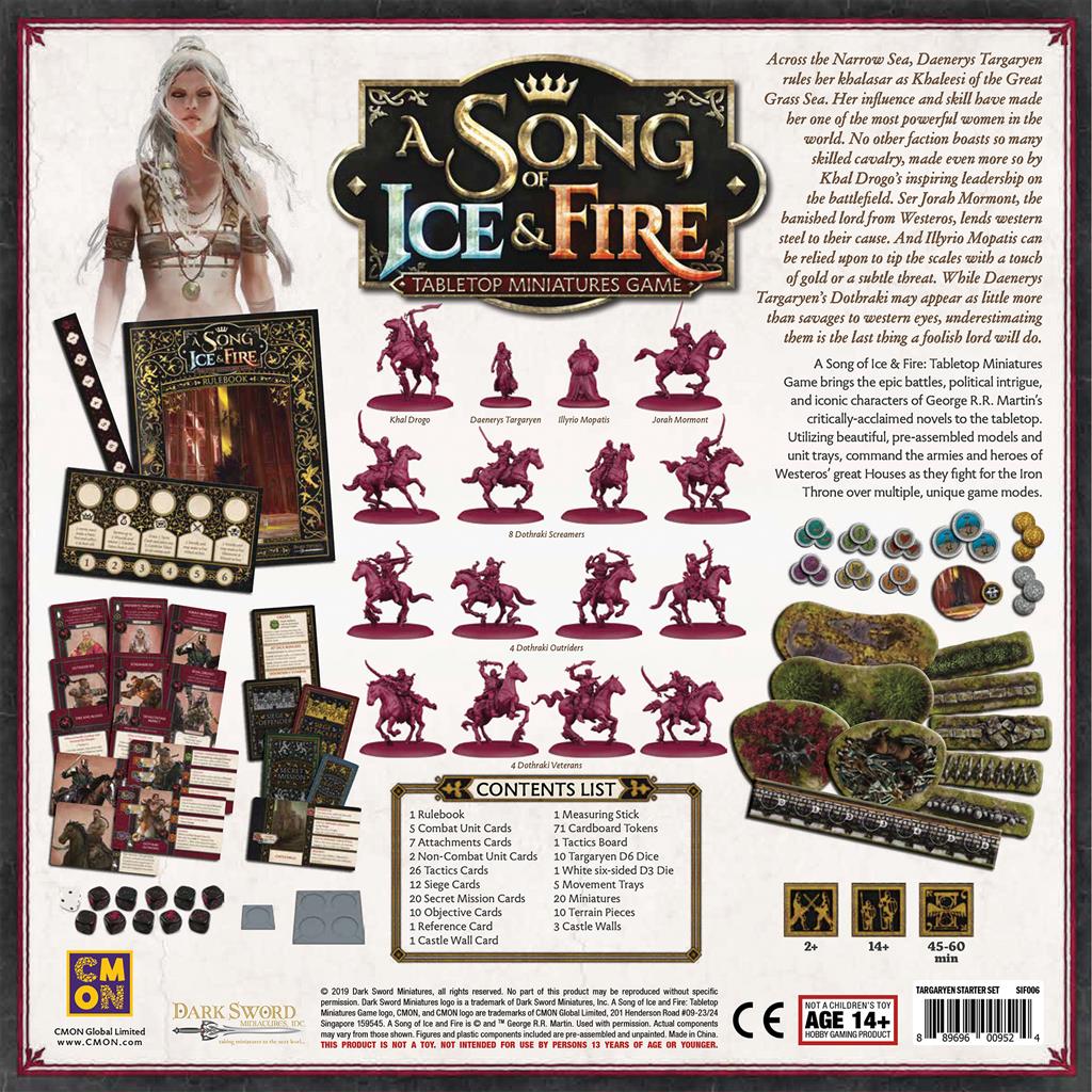 A Song of Ice & Fire: Targaryen Starter Set box contents and components