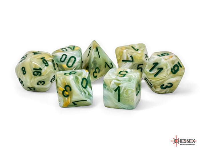 Chessex - Mega-Hedral Marble Green/Dark Green 7-Die Set complete polyhedral collection