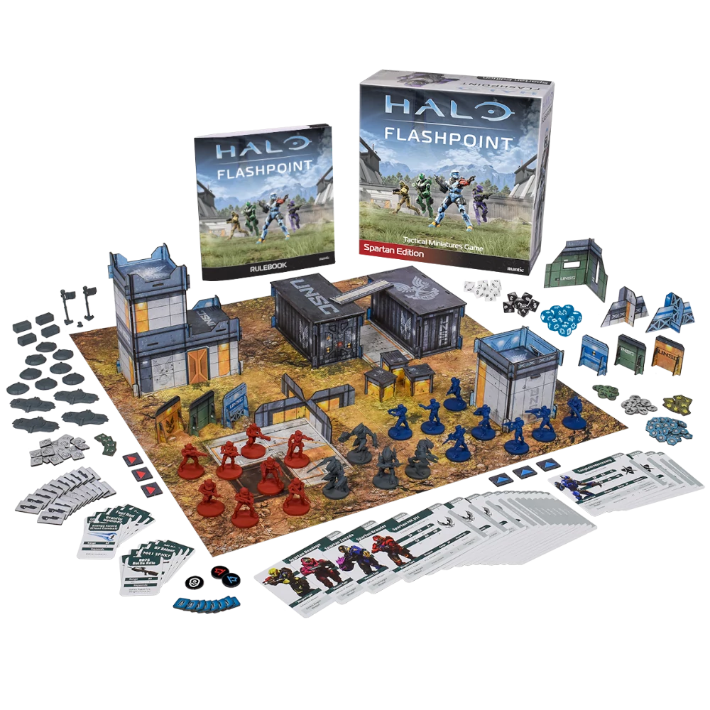 Halo Flashpoint Spartan Edition complete game components and miniatures