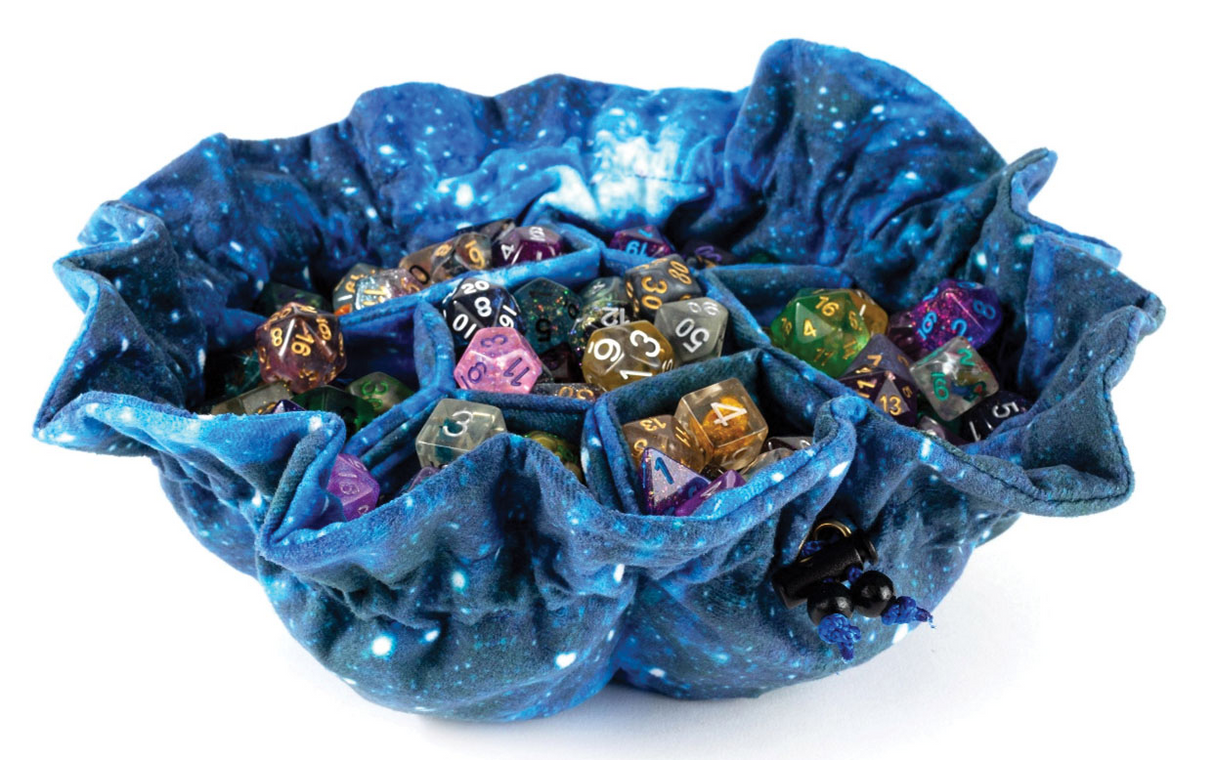 Velvet Compartment Dice Bag with Pockets: Galaxy | Elderwoods