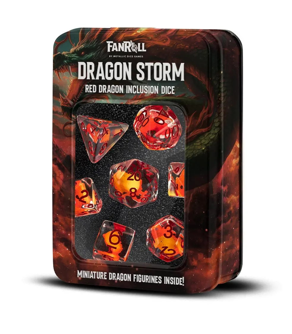 Dragon Storm Inclusion Resin Dice Set: Red Dragon | Elderwoods