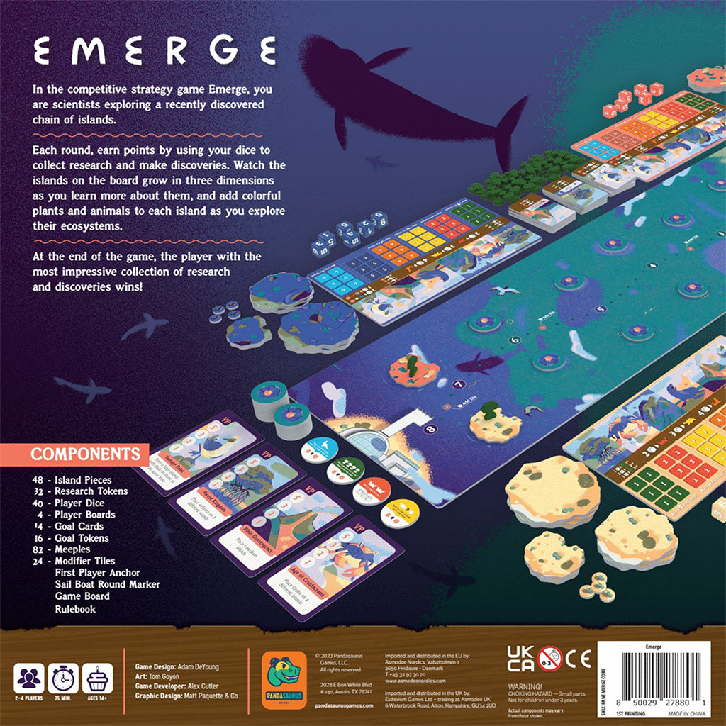 Emerge game components and player setup