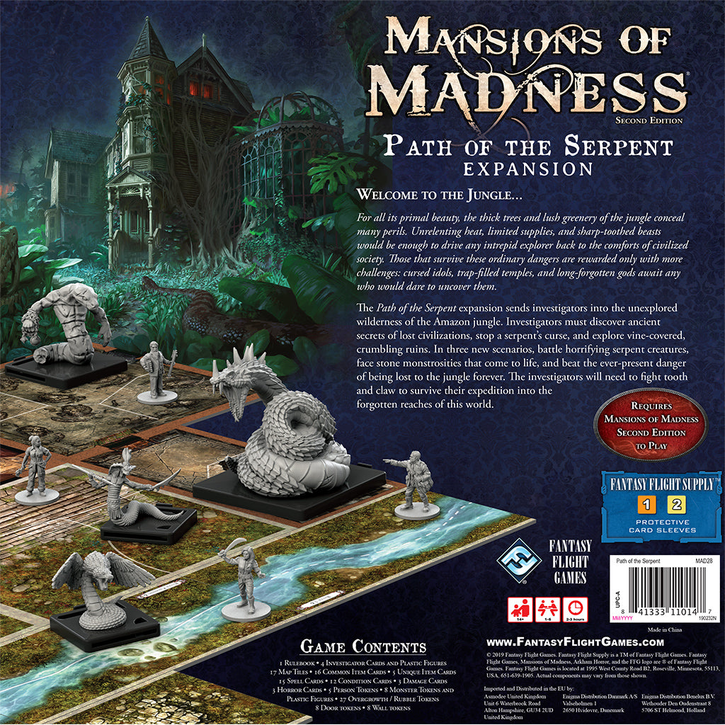 Mansions of Madness: Path of the Serpent game pieces and expansion content