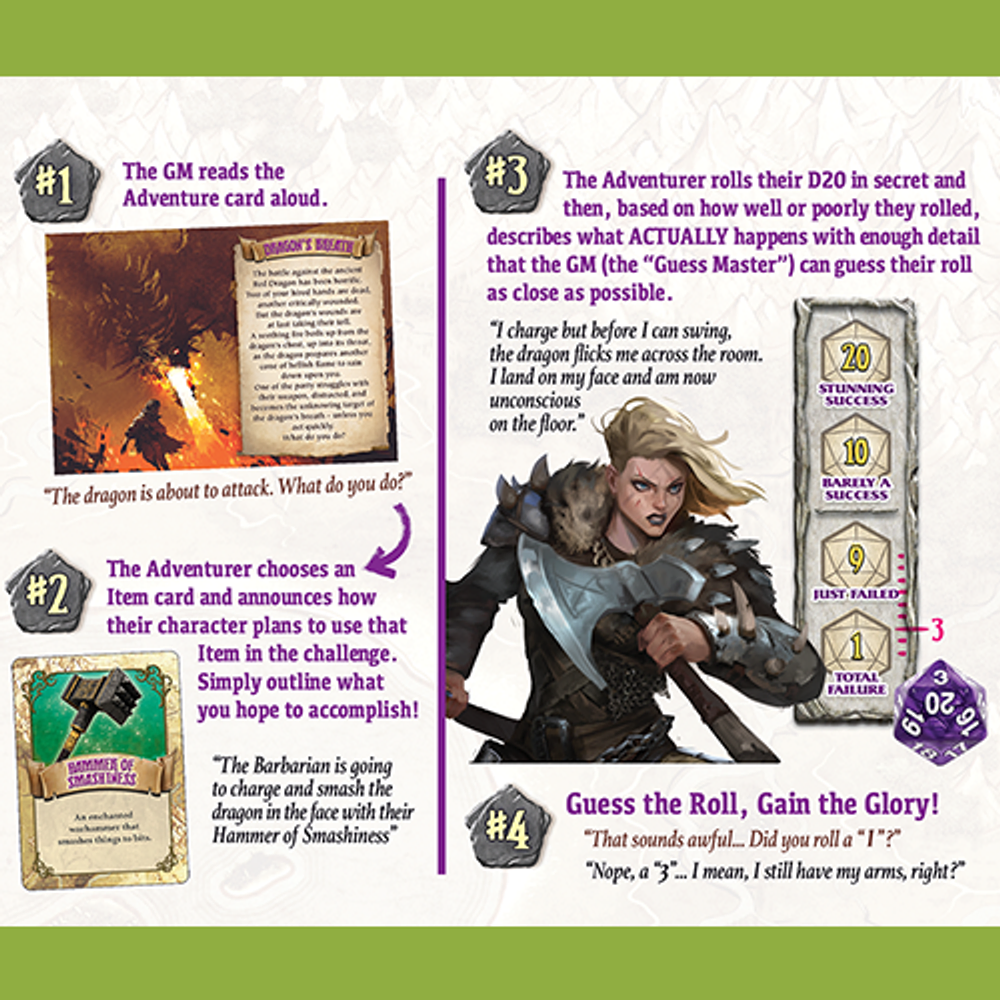 Adventure Party: The Role-Playing Party Game quest cards and adventure scenarios