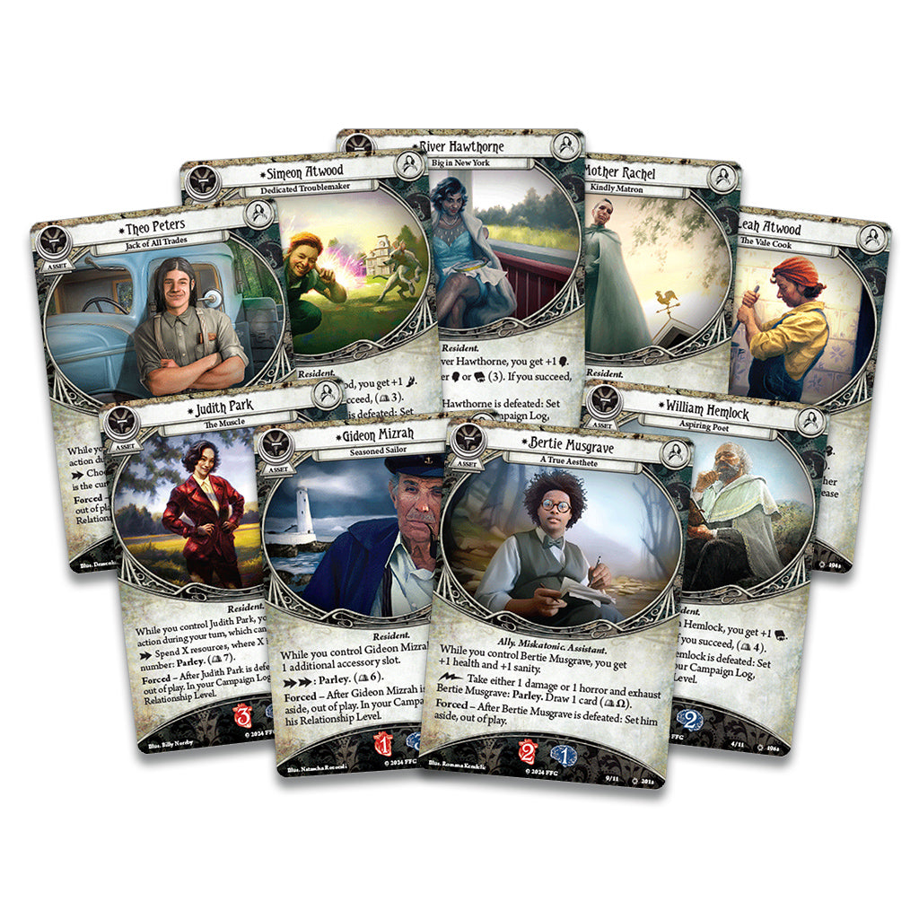 Arkham Horror: The Card Game - The Feast of Hemlock Vale Campaign Expansion game components and cards