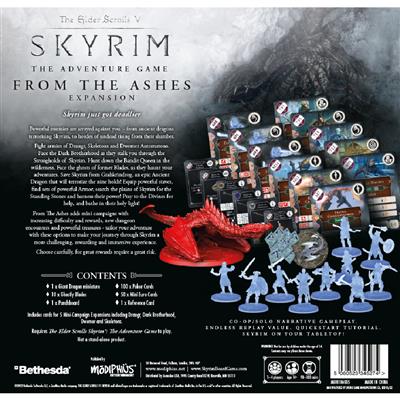 Elder Scrolls: Skyrim From the Ashes Expansion game components and cards