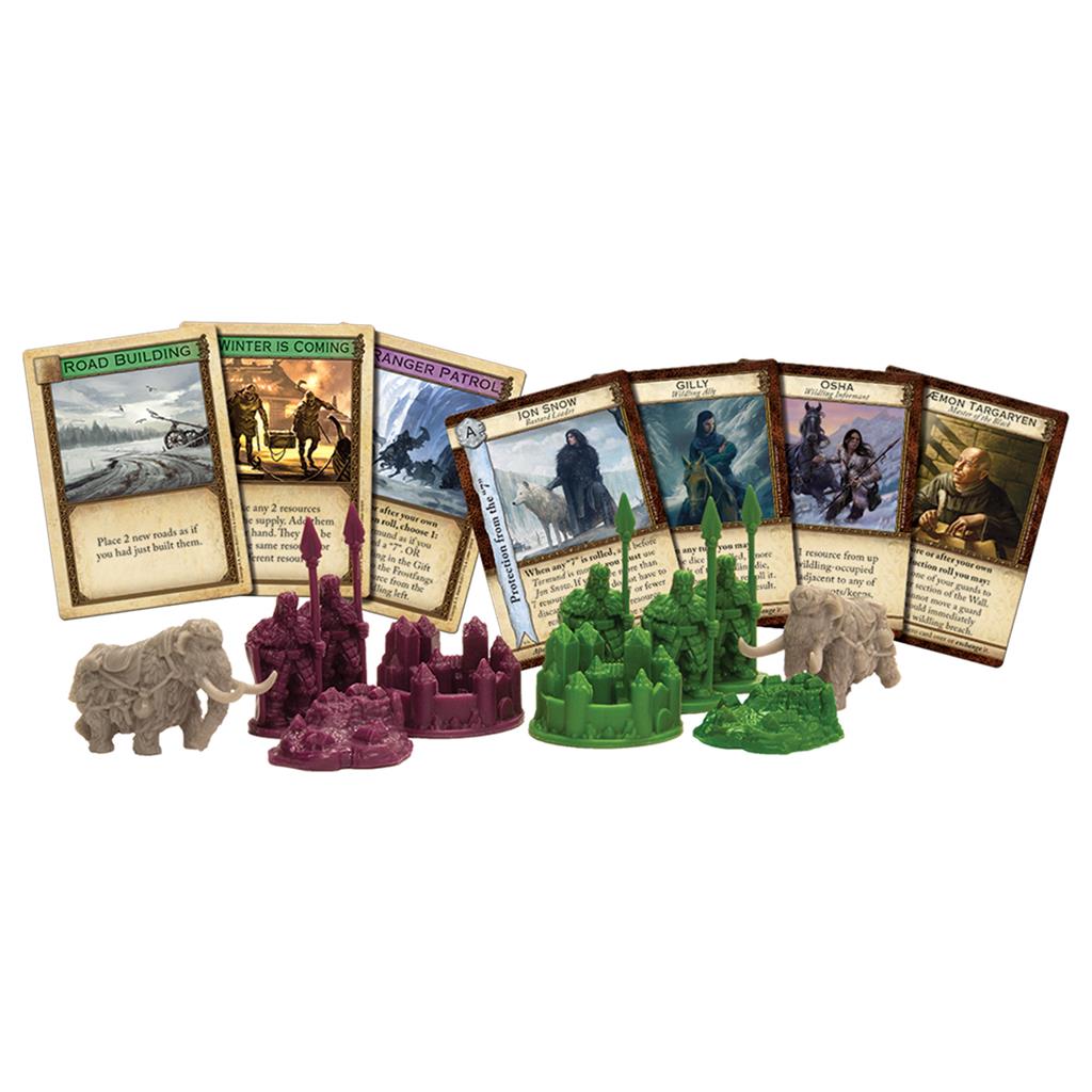 Catan A Game of Thrones 5-6 Player expansion components including additional player pieces and territory cards