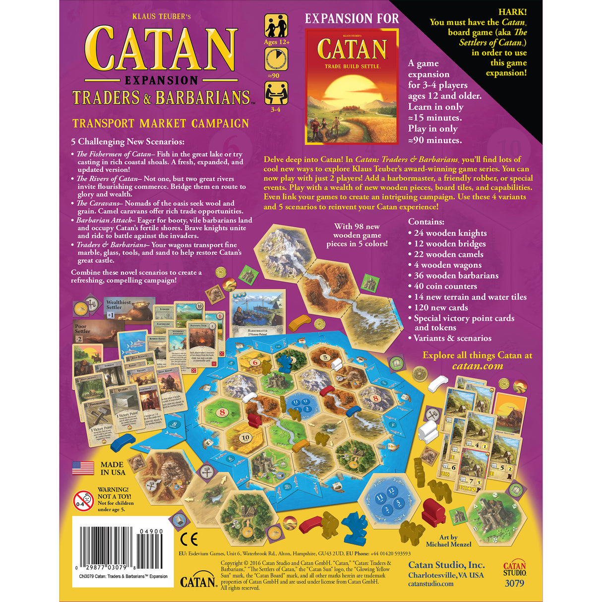 Catan: Expansion: Traders and Barbarians gameplay setup and board