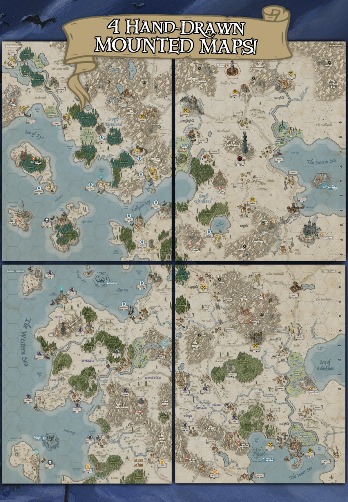 Burning Banners game board with medieval battlefield terrain