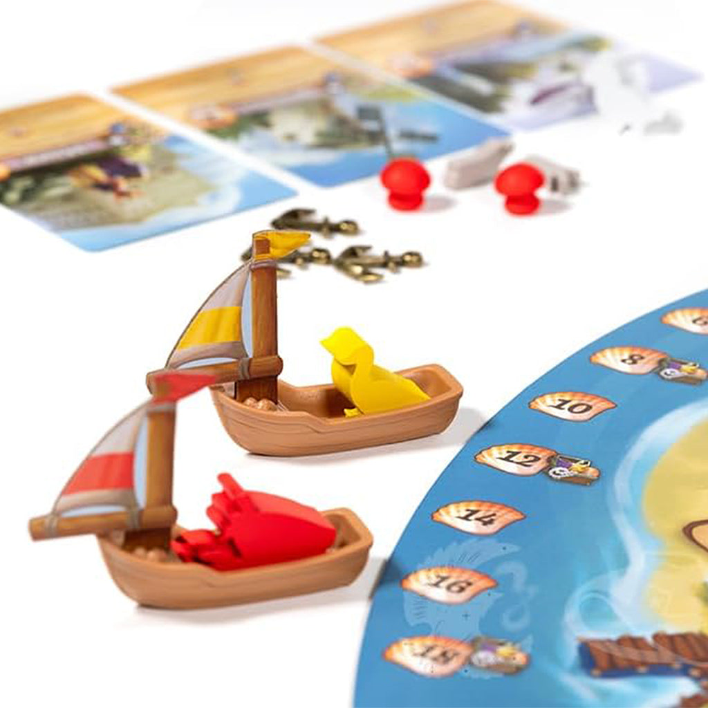 Everdell Farshore ship miniatures and coastal locations