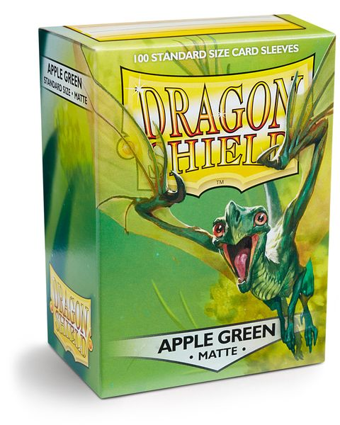 Dragon Shield Matte Apple Green packaging and sleeves