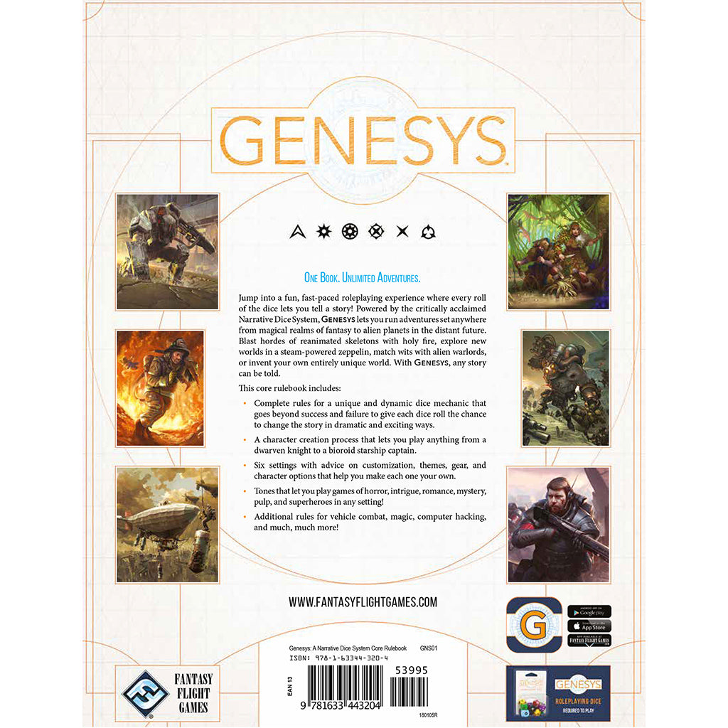 Genesys: Core Rulebook RPG back of book details