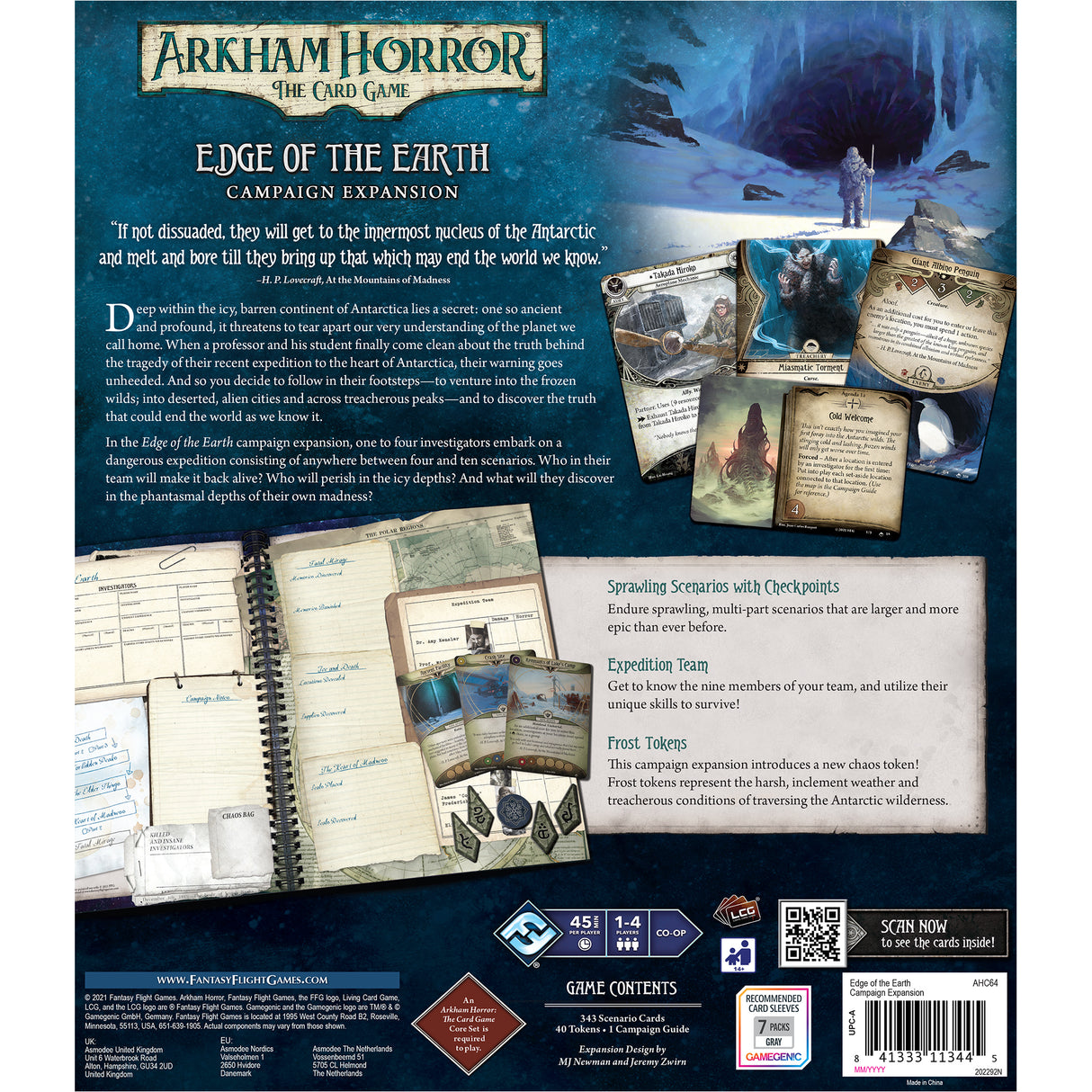 Arkham Horror: TCG - Edge of the Earth Campaign Expansion featuring game cards and materials