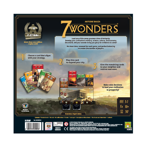 7 Wonders (New Edition) game components and tokens