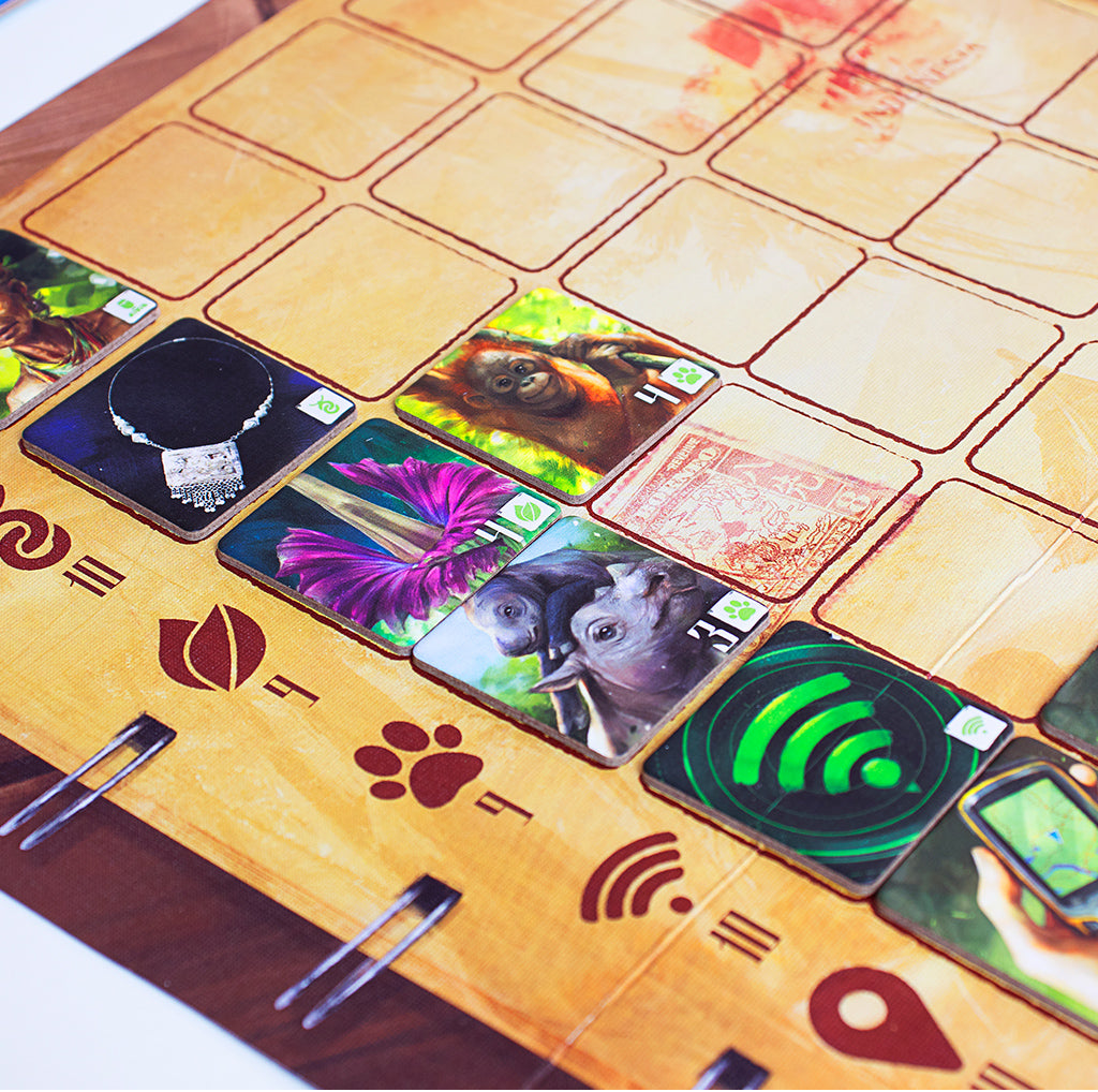 Sumatra game components and resource tokens