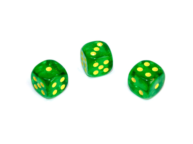 Chessex - Borealis 12mm d6 Maple green/yellow dice block (36 dice)