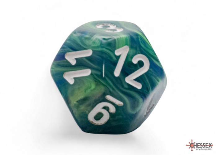 Chessex - Mega-Hedral Festive Waterlilly/White 7-Die Set d12