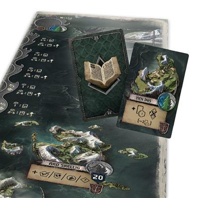 The Witcher: Old World - Skellige Expansion detailed game pieces and quest cards