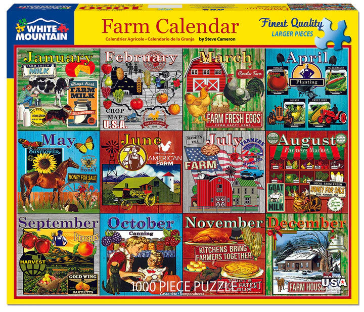Farm Calendar - 1000 Piece Jigsaw Puzzle White Mountain