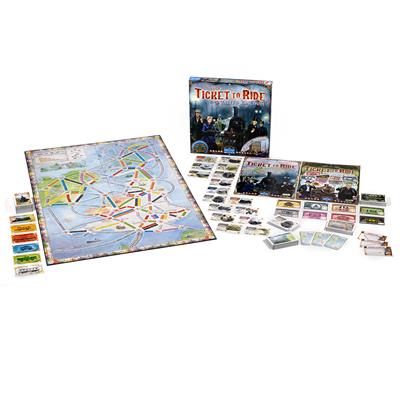 Ticket to Ride: United Kingdom board game box and components