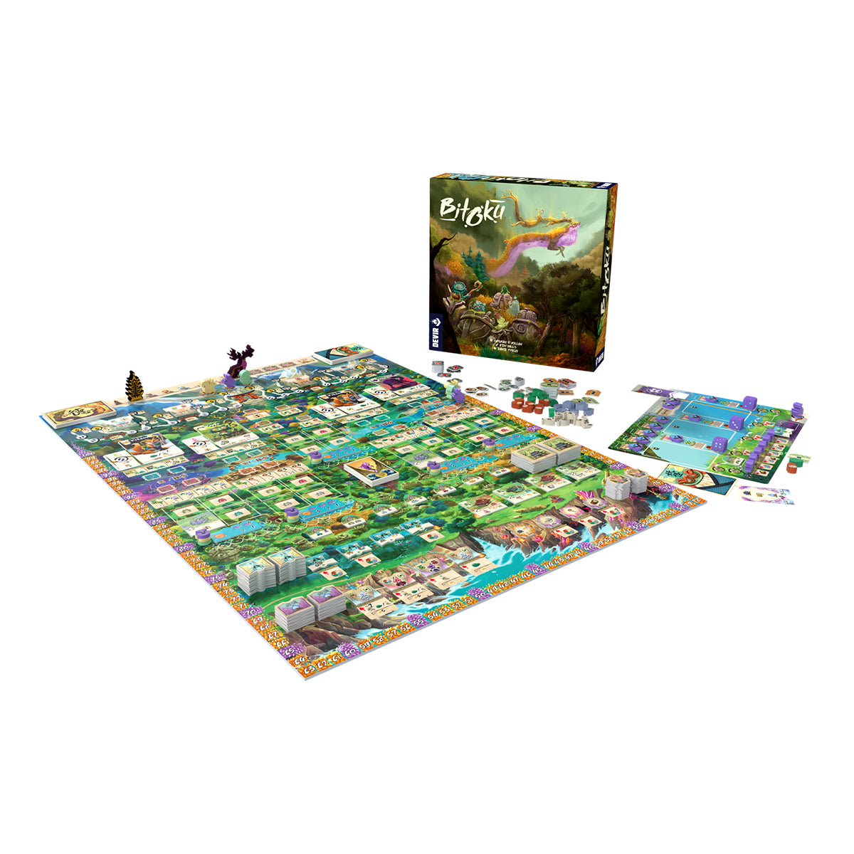 Bitoku game components and yokai cards