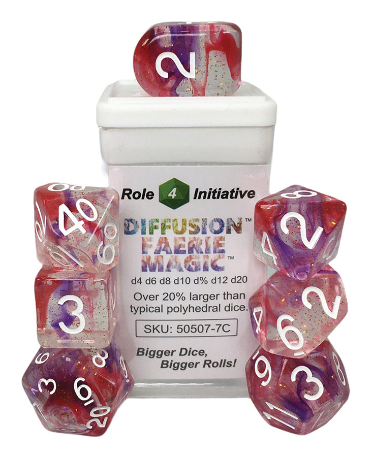 Polyhedral Dice: Diffusion Faerie Magic set of 7 | Elderwoods