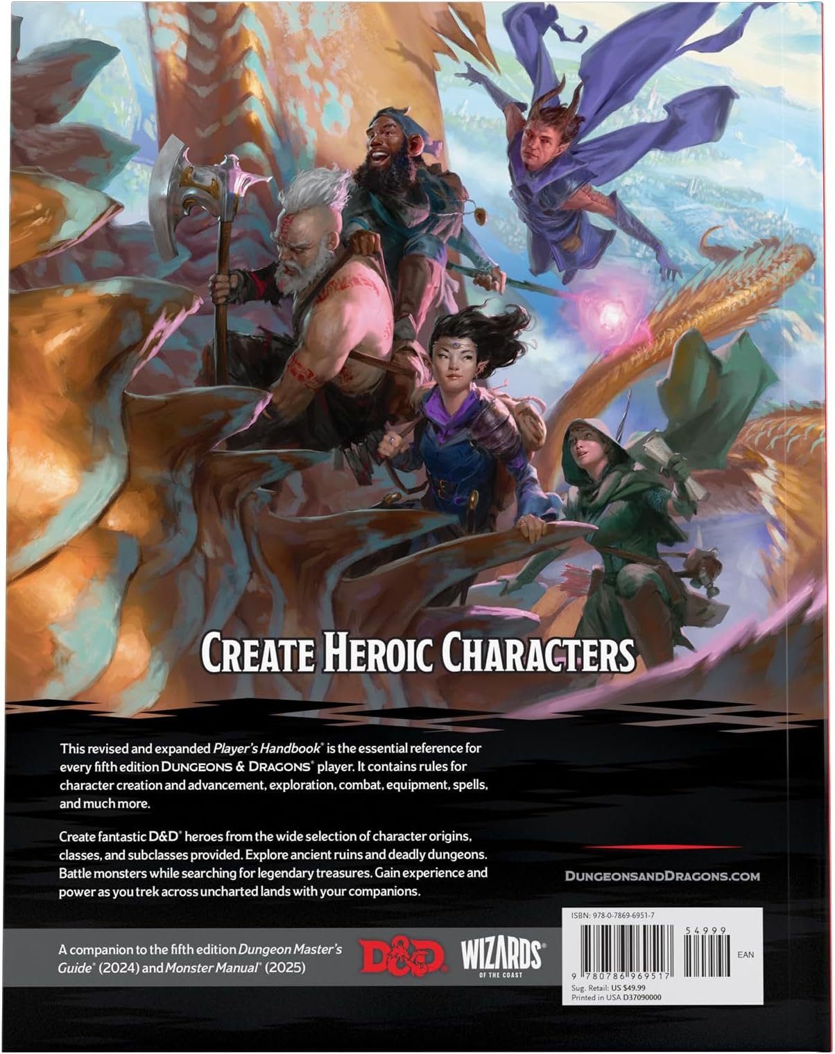 Dungeons & Dragons: Players Handbook 2024 RPG back of book art and details
