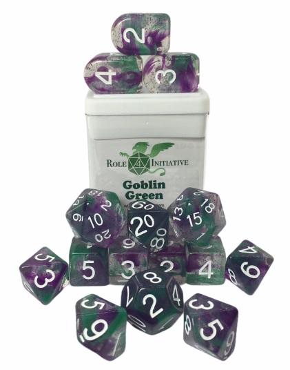 Polyhedral Dice: Goblin Green - Set of 15 | Elderwoods
