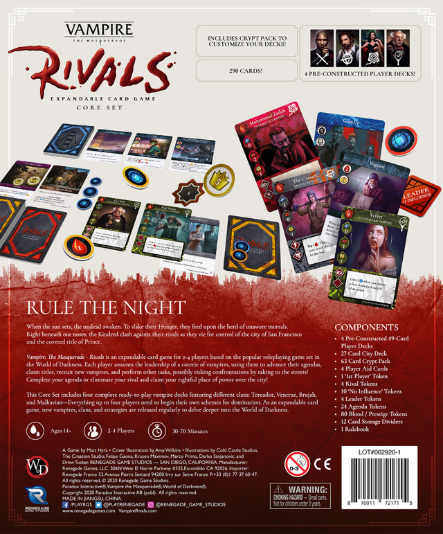 Vampire the Masquerade Rivals ECG: Core Set vampire clan cards