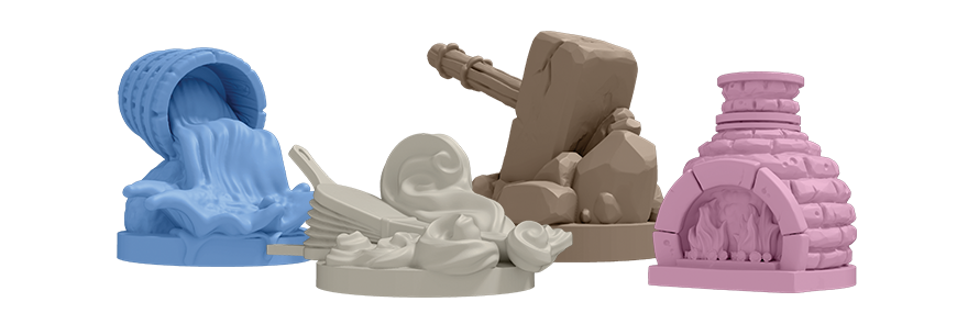 Blue Moon City board game city tiles and board