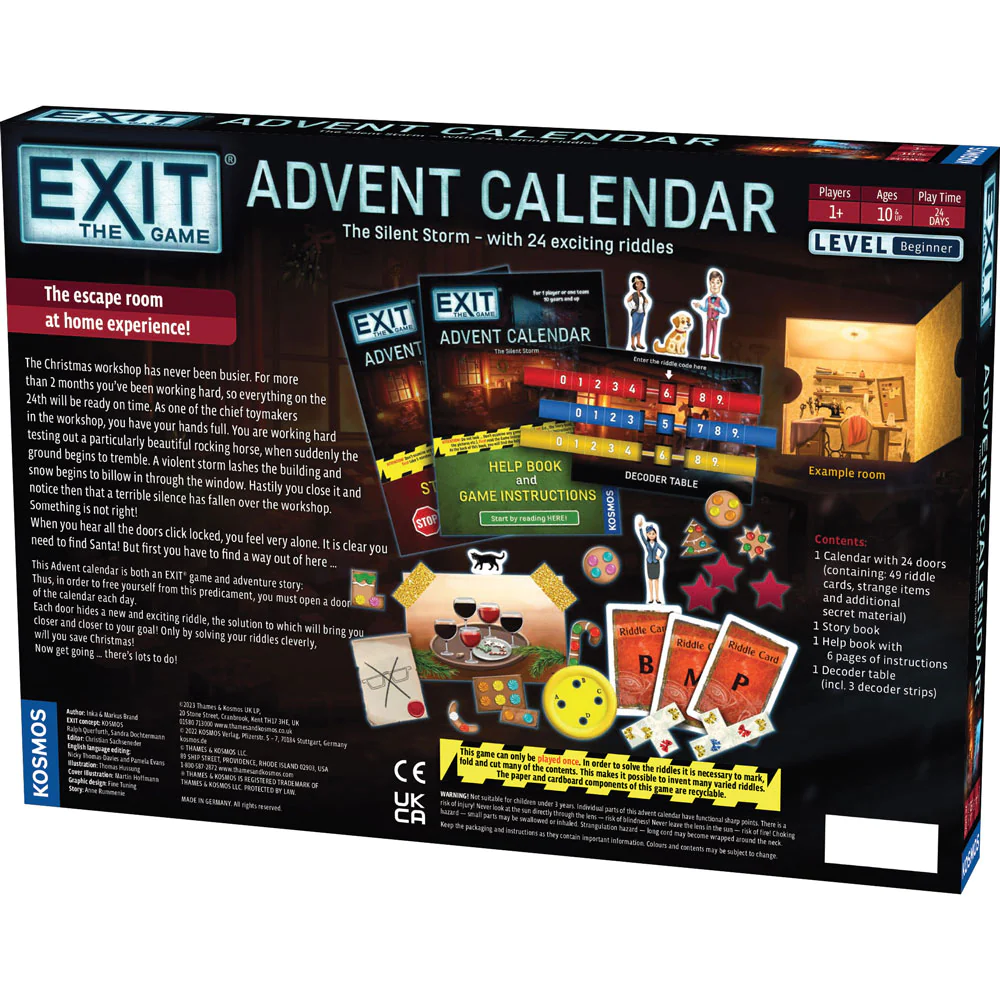 Exit Advent Calendar: The Silent Storm game components and mystery elements