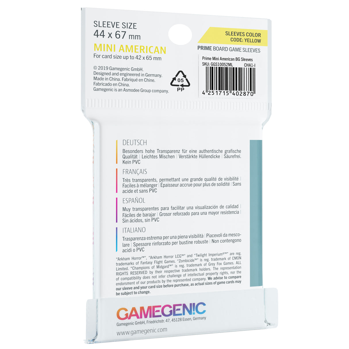 Gamegenic: Sleeve Prime Mini American code: Yellow