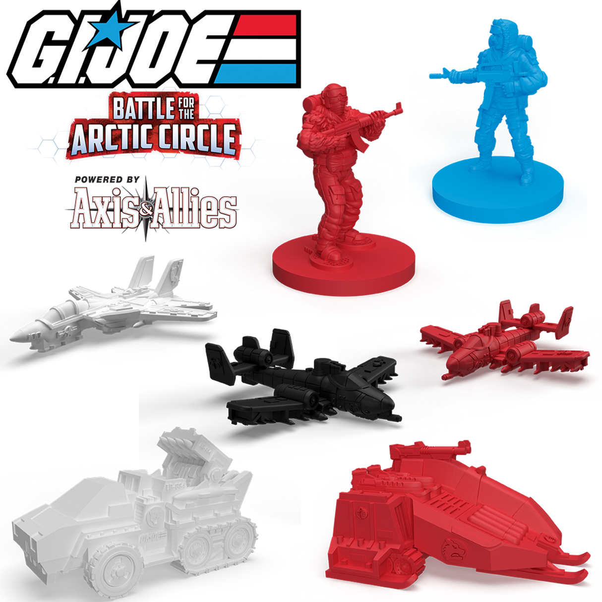 G.I. JOE: Battle for the Arctic Circle detailed game pieces and faction tokens