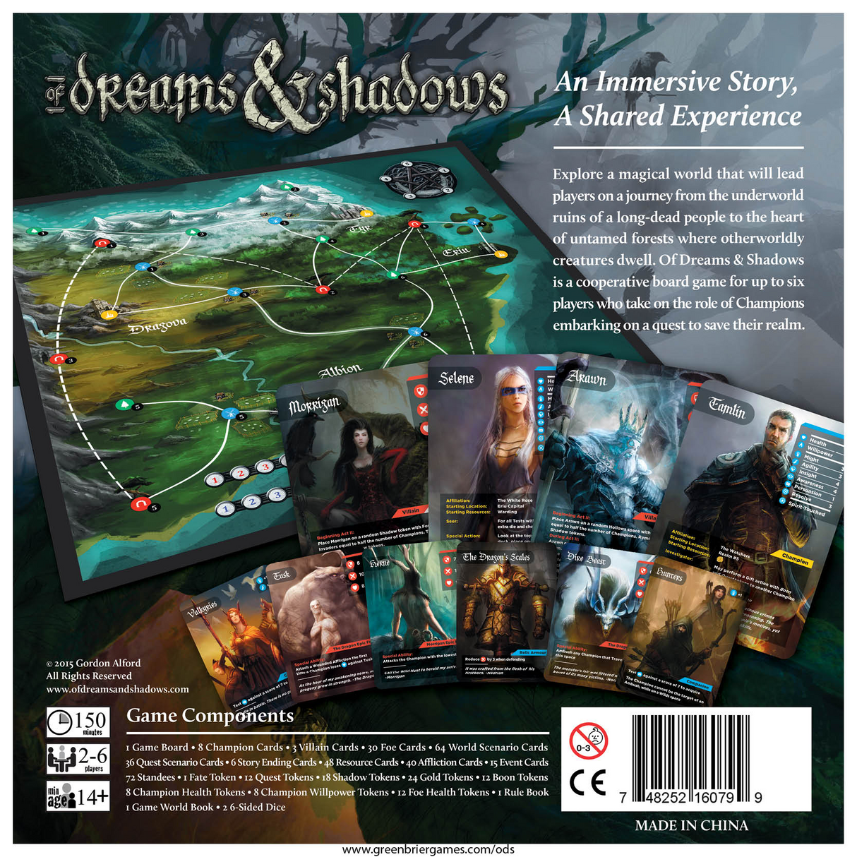 Of Dreams & Shadows detailed game pieces and cards