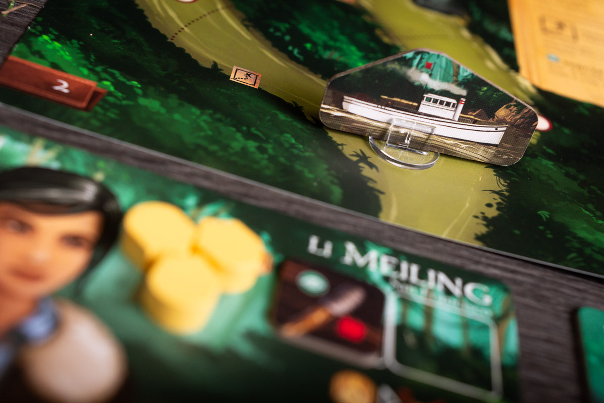 Sleeping Gods: Primeval Peril gameplay setup with all components displayed