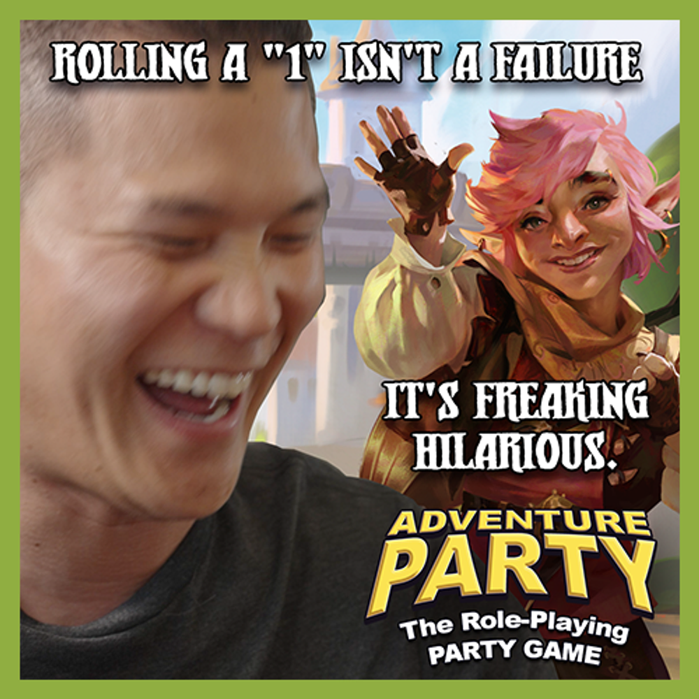 Adventure Party: The Role-Playing Party Game gameplay setup with character sheets