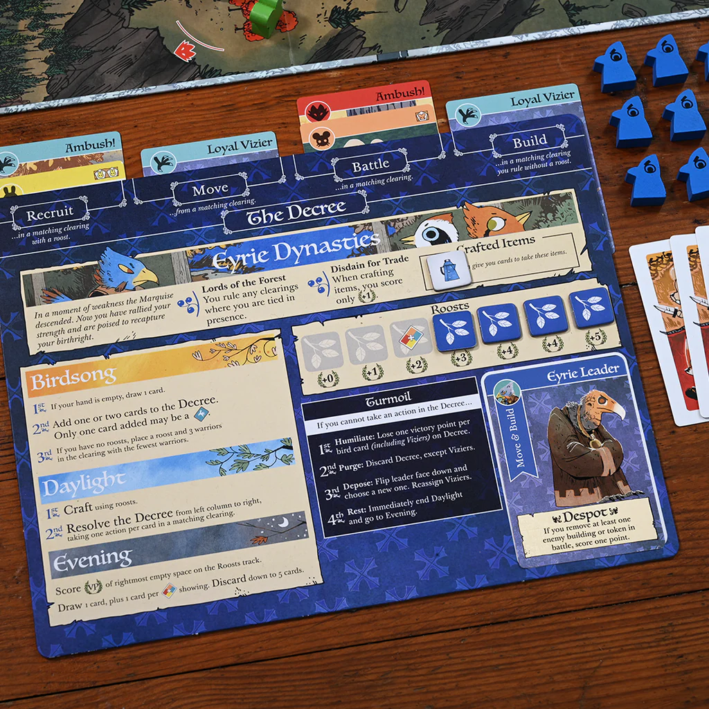 Root A Game of Woodland Might and Right woodland creature meeples and faction tokens