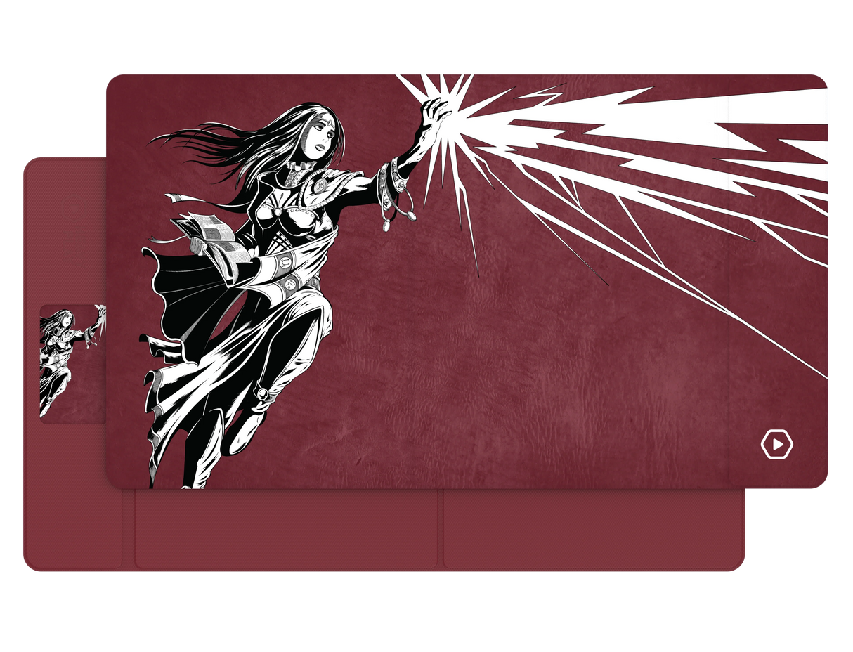 ETB Playmat: Art Masters Series - Phil Stone - Lightning Bolt showing playmat surface and design
