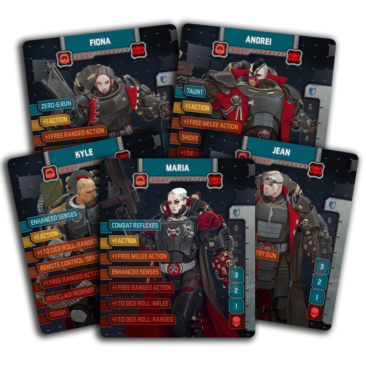 Zombicide Black Ops detailed miniatures showing elite operatives and zombie enemies