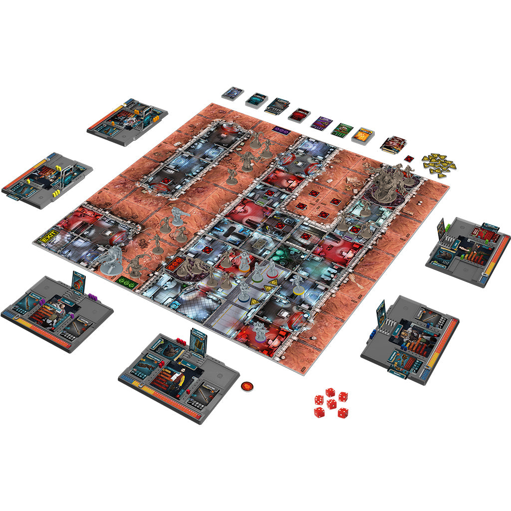 Zombicide Invader game board with modular space station tiles