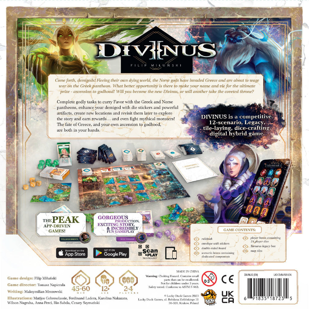 Divinus game components and divine blessing cards