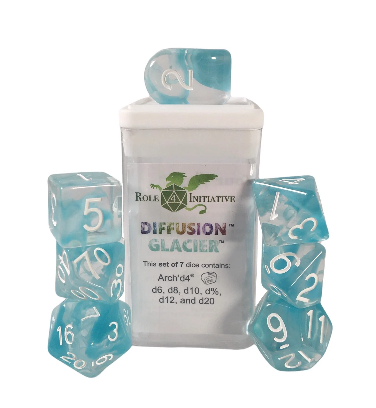 Polyhedral Dice: Diffusion Glacier - set of 7 | Elderwoods